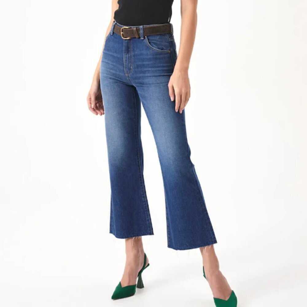 Rollas Eastcoast Flare Ankle Jeans Womens 30 High Rise Crop Arizona Blue